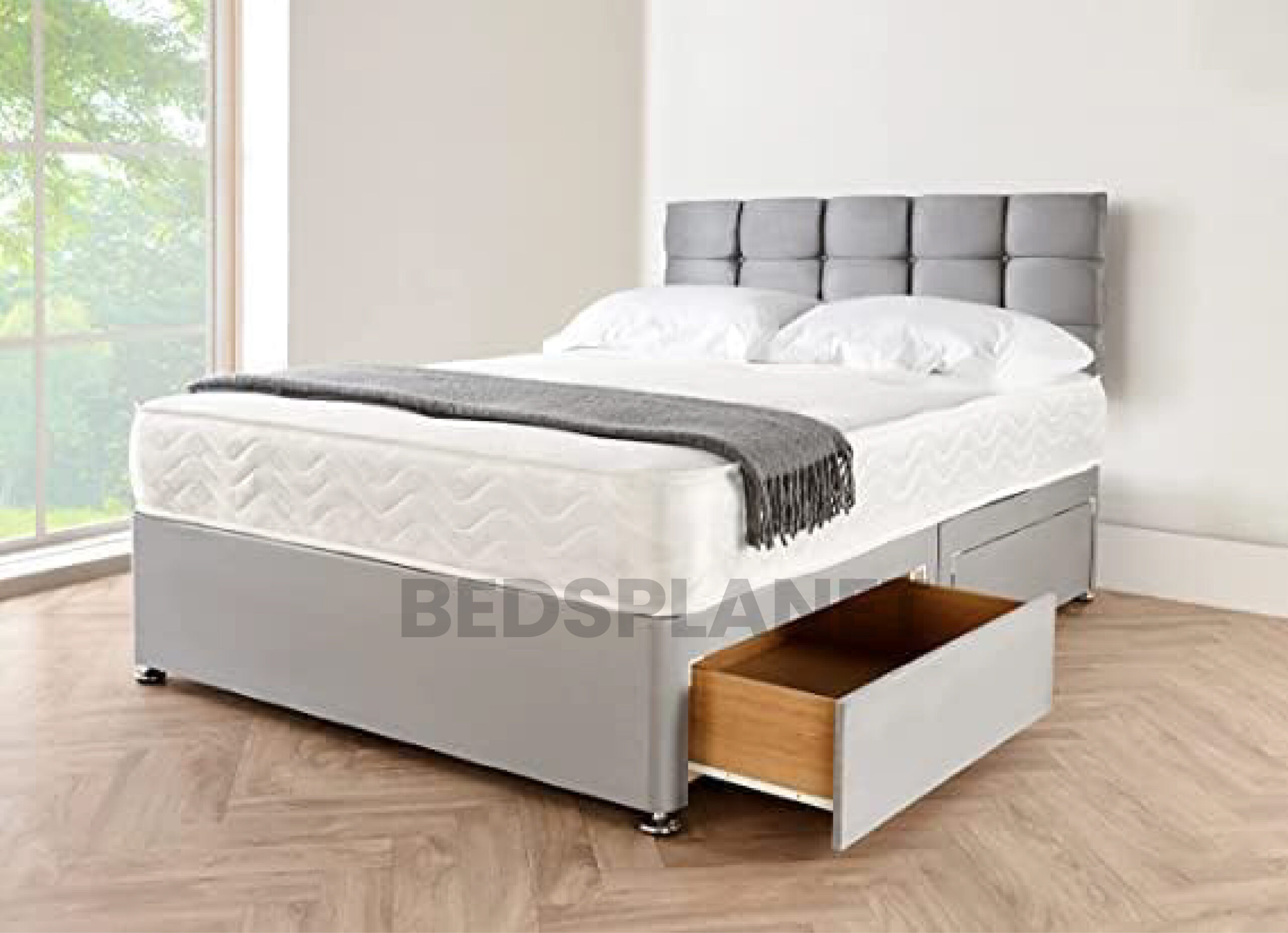 Grey Suede Divan Bed